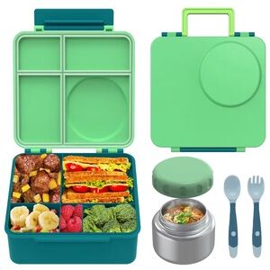 4-Compartment Bento Lunch Box NEW! w/ Insulated Food Jar & Utensils – Leakproof